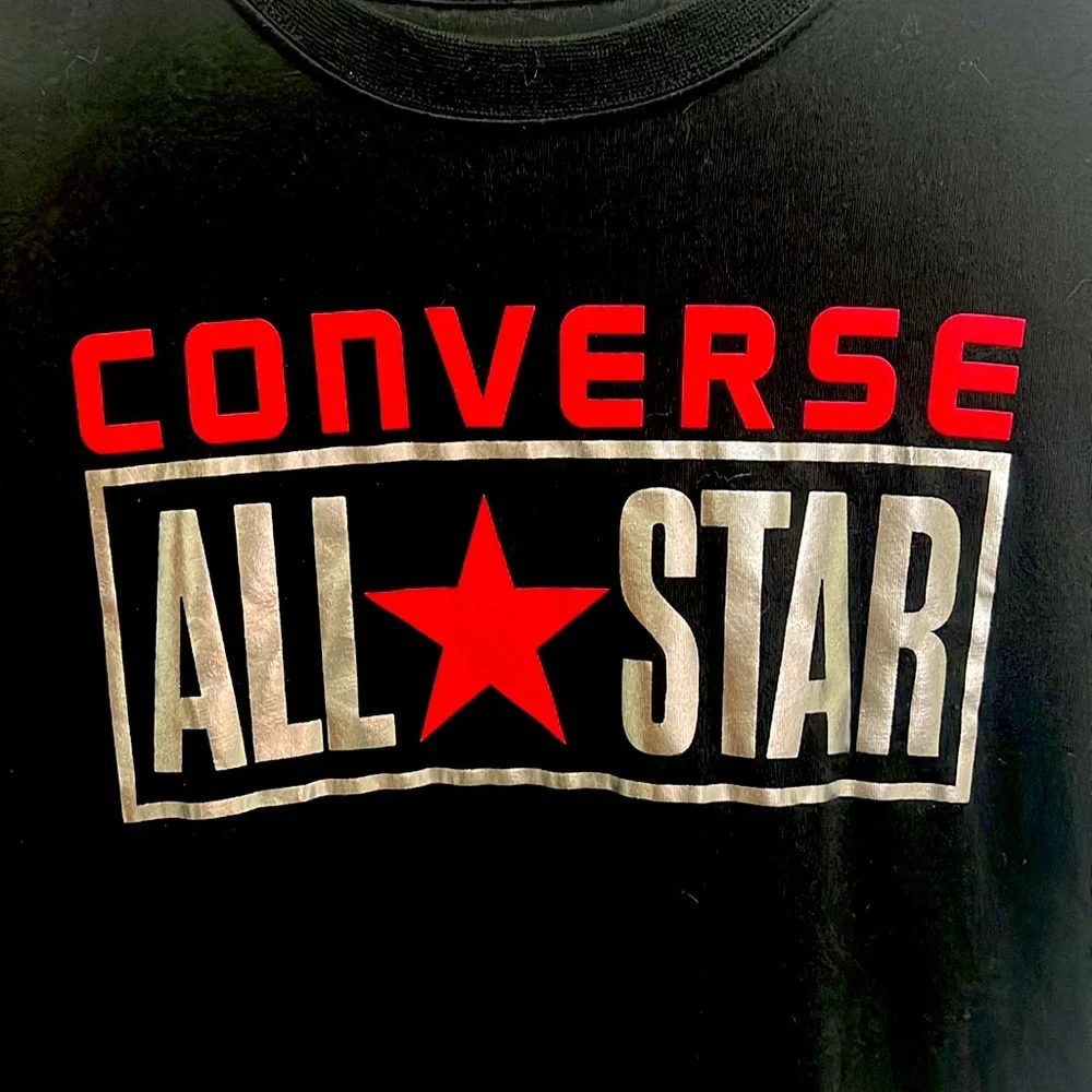 Converse All Star⭐️ Black T-Shirt wMetallic Logo. Boys XL
